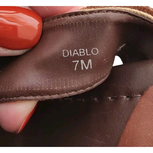 Etienne Aigner Diablo Slip On Sandals Brown Leather Heels Open Toe Stud Size 7M - Picture 7 of 15